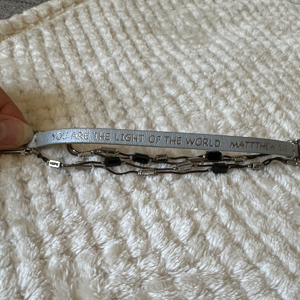 Silver and Black Inspirational Bracelet